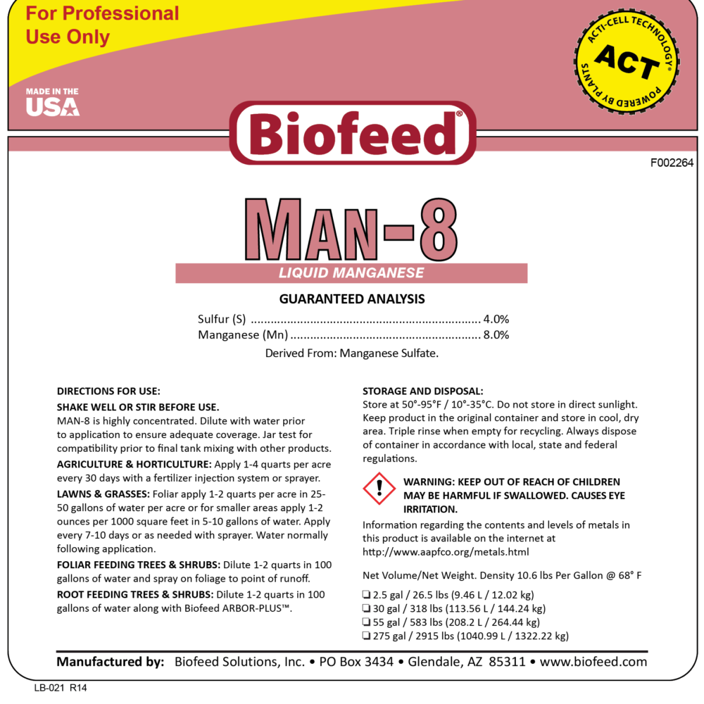 MAN8 Liquid Manganese Fertilizer Biofeed Solutions