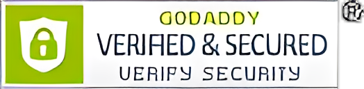 Banner with the text "Godaddy Verified & " and a logo of a shield with a lock on it